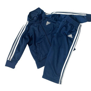 ADIDAS Baby Tricot Tracksuit Boys Size 18M Blue White Jacket Pants Kids Set